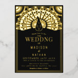 Art Déco Peacock Mariage Foil Invitation<br><div class="desc">Célébrez votre journée spéciale avec cette invitation de mariage Peacock Art Déco. Caractéristiques du design REAL GOLD FOIL. Vous pouvez customiser plus loin en cliquant sur le bouton "PERSONNALISER". Pour toute question complémentaire,  veuillez nous contacter à l'adresse ThePaperieGarden@gmail.com</div>