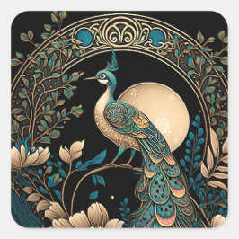 Art Deco Peacock Vierkante Sticker