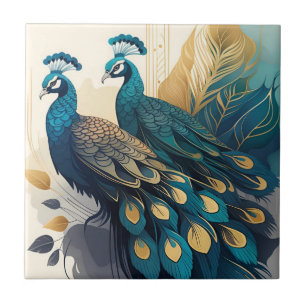Art Deco Peacocks Tegeltje