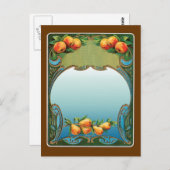 Art Deco Peren en perziken  Briefkaart (Voorkant / Achterkant)