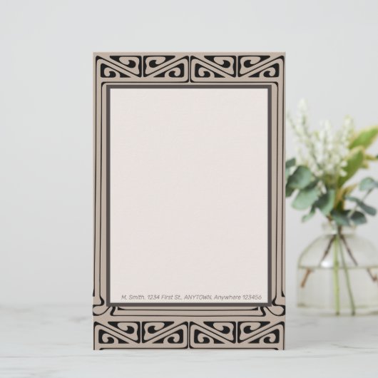 Art Deco Personalized Black, Brown, Cream (Staand voorkant)