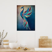 Art Déco Phoenix Abstrait Géométrique Oiseau Art M (Cuisine)