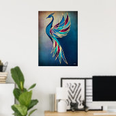 Art Déco Phoenix Abstrait Géométrique Oiseau Art M (Bureau à domicile)