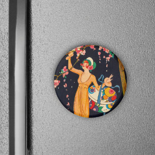 Art Deco Picking Flowers Magnet Magneet