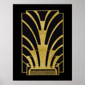 Art Deco-pictogram in goud op zwart Poster (Voorkant)