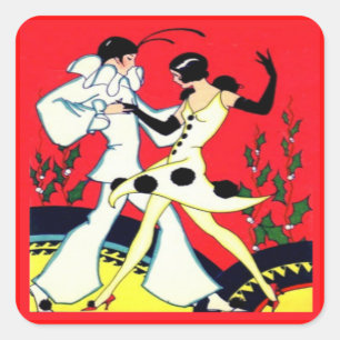 Art Deco Pierrot Dansers Stickers