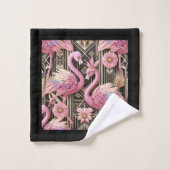 Art Deco Pink and Rainbow Flamingo  (Gant de toilette)