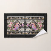Art Deco Pink and Rainbow Flamingo Bad Handdoek (Handdoek)
