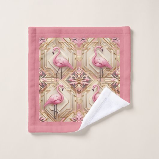 Art Deco Pink Flamingo  (Gant de toilette)