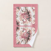 Art Deco Pink Flamingo  (Serviette à main)