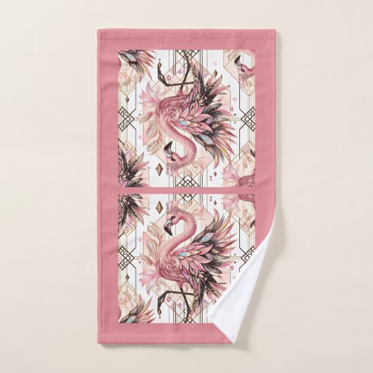 Art Deco Pink Flamingo  (Serviette à main)