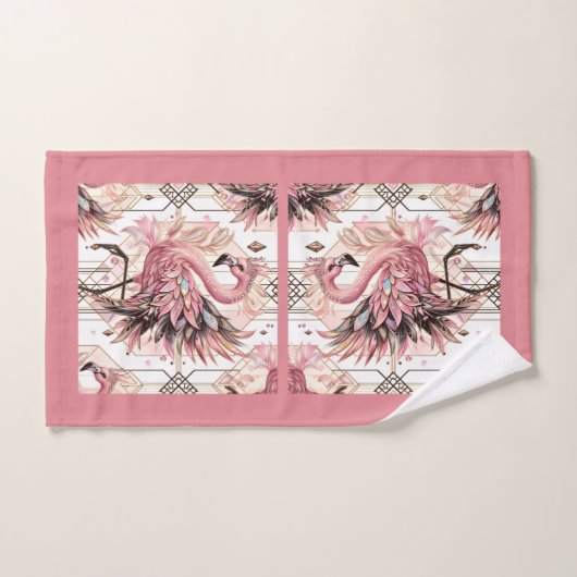 Art Deco Pink Flamingo  (Serviette à main)