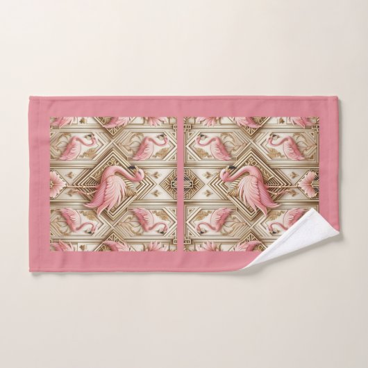 Art Deco Pink Flamingo  (Serviette à main)