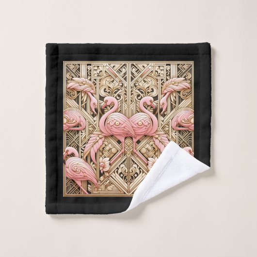 Art Deco Pink Flamingo  (Gant de toilette)