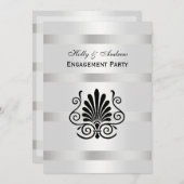  Art Deco Plume Black Verloving Kaart (Voorkant / Achterkant)