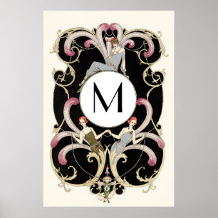 ART DÉCO PLUMES ,MODE BEAUTÉ COSTUME MONOGRAMME