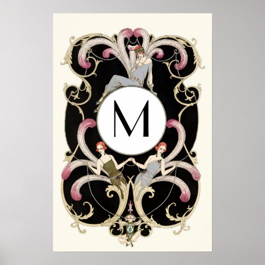 ART DÉCO PLUMES ,MODE BEAUTÉ COSTUME MONOGRAMME (Devant)