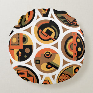 Art Deco Pochoir Jazz Geometrische Cirkels Vintage Rond Kussen