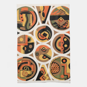 Art Deco Pochoir Jazz Geometrische Cirkels Vintage Theedoek