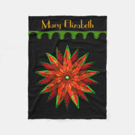 Art Deco Poinsettia WOW (gepersonaliseerd) Fleece Deken