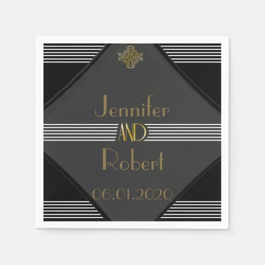 Art Deco Posh Bruiloft Servet (Voorkant)