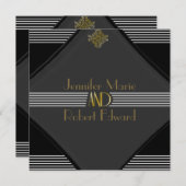 Art Deco Posh bruiloft uitnodiging (Voorkant / Achterkant)