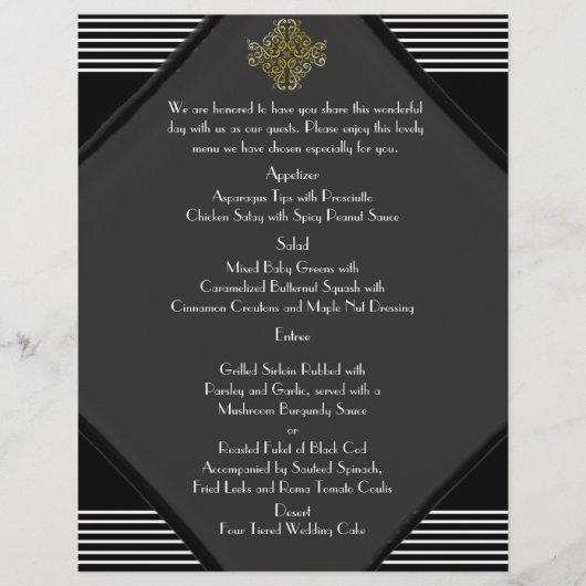 Art Deco Posh Wedding Menu (Voorkant)