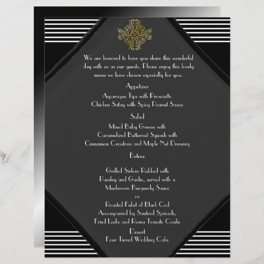 Art Deco Posh Wedding Menu (Voorkant / Achterkant)