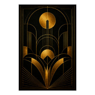 Art Deco-poster 'Golden Eclipse' Perfect Poster