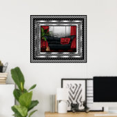  Art Deco Poster Silver Red Black Sofa Cat (Thuiskantoor)