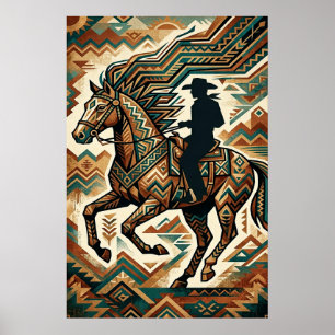 Art Deco-poster van paard en ruiter - Geometrische Poster