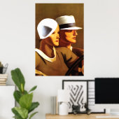 Art Deco - Prachtige paardenbesturing Poster (Thuiskantoor)