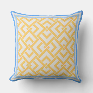 Art deco print in levendige kleuren geel buitenkussen