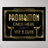 Art Deco ProHIBIBITION EINDT HIER Sign Print (Voorkant)