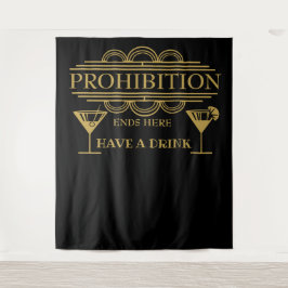 Art deco PROHIBITIE huwelijksfoto booth achtergron Wandkleed