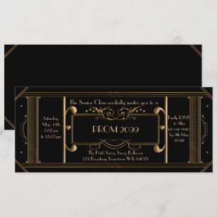 art deco prom ticket, junior prom, senior prom, zw kaart