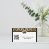 Art Deco QR Code Information Black Gold Weddenscha Visitekaartje (Staand voorkant)