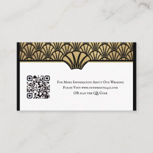 Art Deco QR Code Information Black Gold Weddenscha Visitekaartje