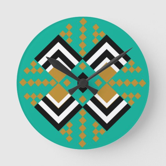 Art Deco Quilt geïnspireerd Ronde Klok (Voorkant)
