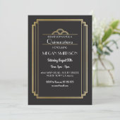 Art Déco Quinceanera Anniversaire Invitation Gold  (Debout devant)