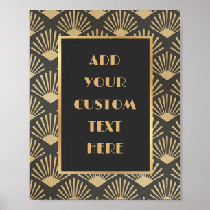 Art Deco rand met zwart en goud elke tekst Poster