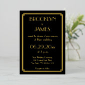 Art Déco Real Gold Foil Mariage Invitations (Debout devant)