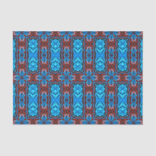 Art Deco Red Blue Abstract grafisch patroon Tissuepapier (Voorkant)