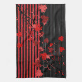 Art Deco Red en Black Floral Theedoek (Verticaal)
