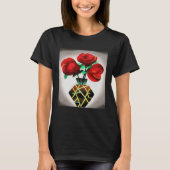 Art Deco Red Roses In Vase Abstract Art T-shirt (Voorkant)