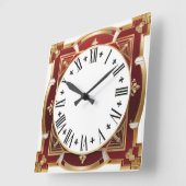 Art Deco Red Vierkante Klok (Hoek)