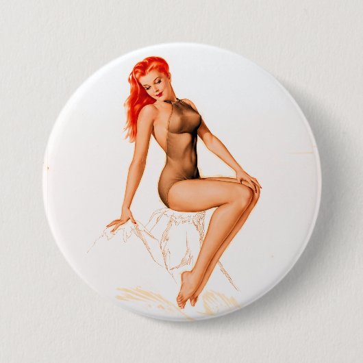 Art Deco Redhead Up Ronde Button 7,6 Cm (Voorkant)