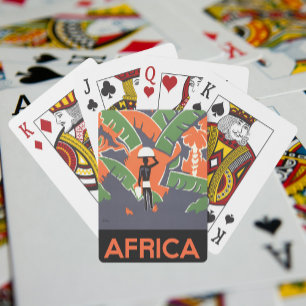 Art Deco-reis in oerwoud met inheemse Afrikaan Pokerkaarten
