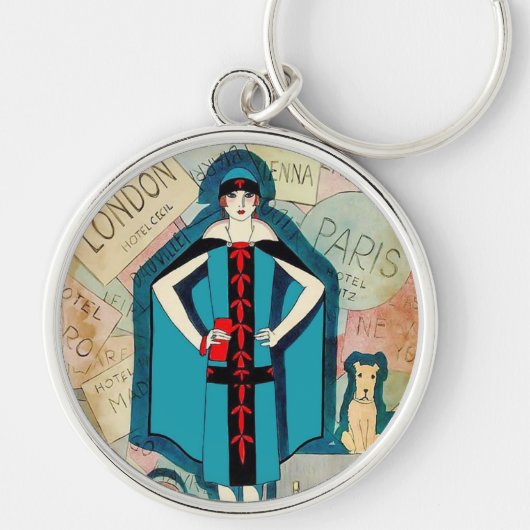 Art Deco Reizen Lover Key Ring/Sleutelhanger Sleutelhanger (Voorkant)