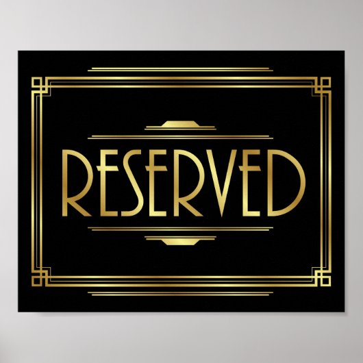 Art Deco RESERVED Sign Print (Voorkant)
